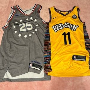 Men’s Sample NBA Jerseys. Ben Simmons (#25) & Kyrie Irving (#11)